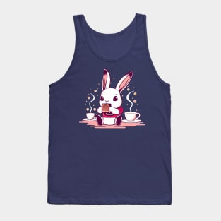 Cute bunny sipping tea - pink Tank Top